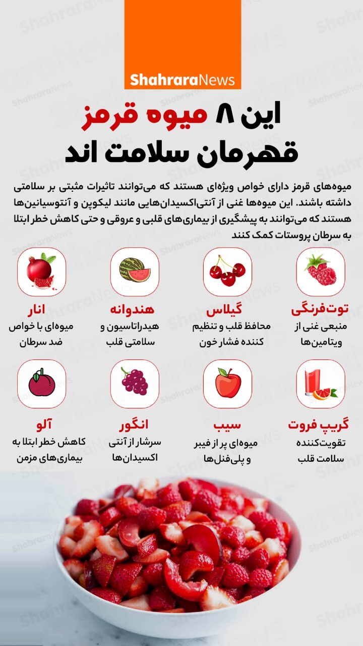 اینفوگرافی| این هشت میوه قرمز قهرمان سلامت‌اند