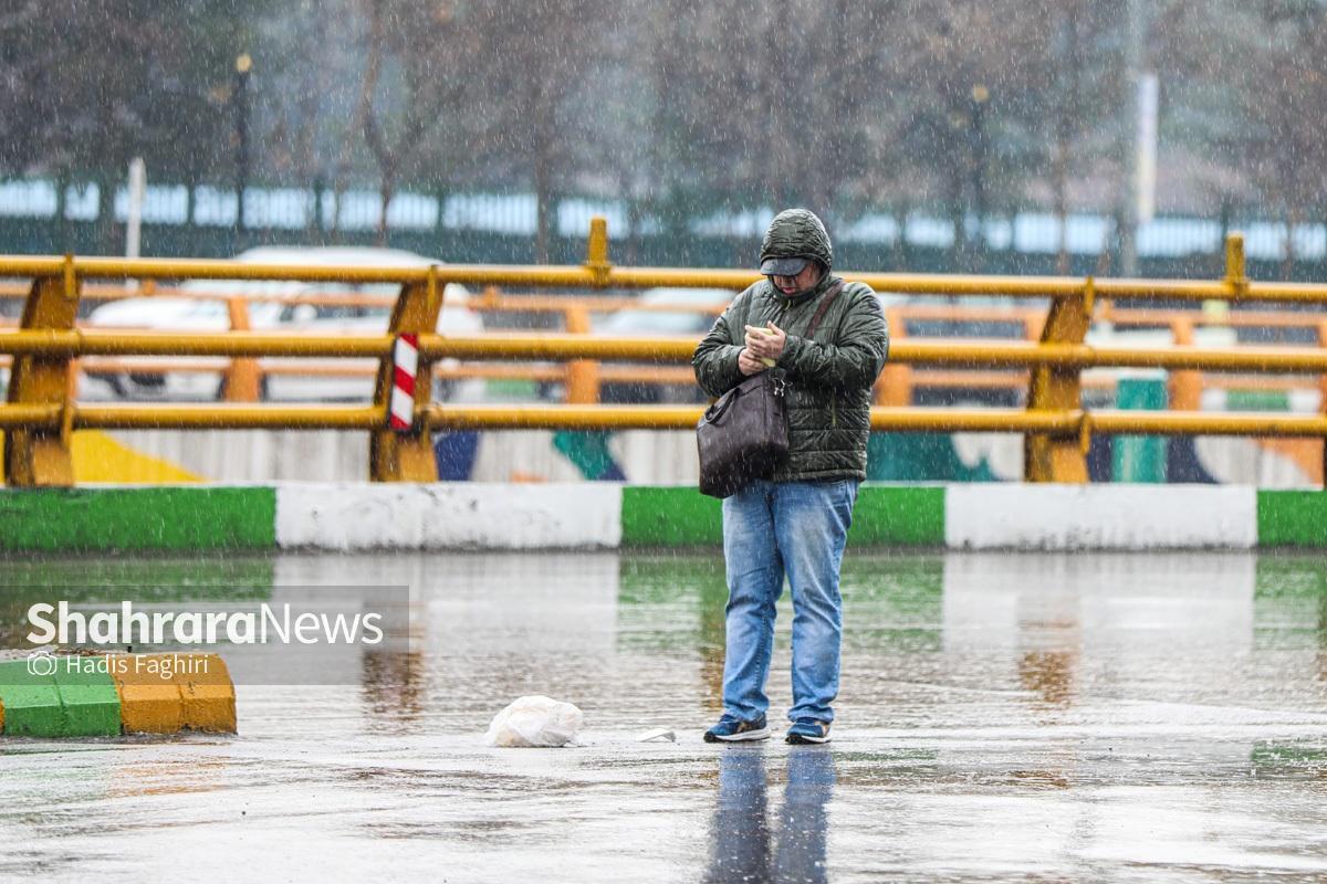 بارش برف و باران در ۱۰ شهرستان خراسان رضوی (۵ فروردین ۱۴۰۴)