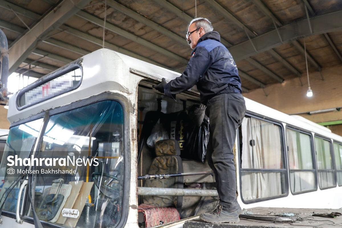 فعالیت ۲۴ ساعته برای بازسازی اتوبوس‌های آسیب‌دیده مشهد