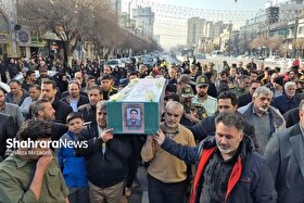 پیکر مطهر جانباز شهید «علی اصغر آدینه» در مشهد تشییع شد + فیلم