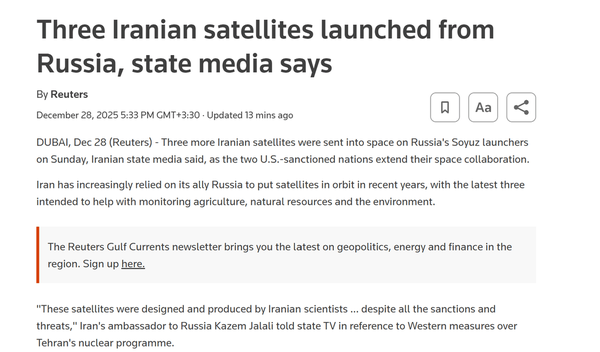 بازتاب جهانی پرتاب همزمان سه ماهواره ایرانی از روسیه