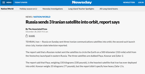 بازتاب جهانی پرتاب همزمان سه ماهواره ایرانی از روسیه