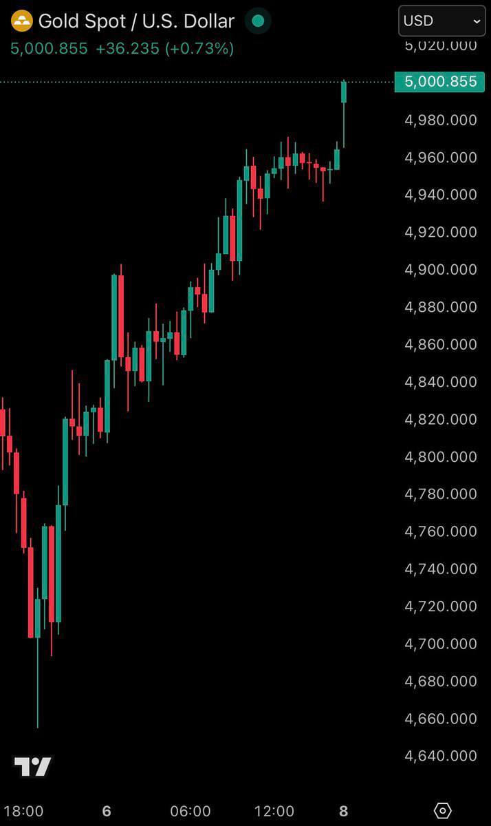 طلای جهانی بار دیگر به بالای ۵ هزار دلار بازگشت (۲۰ بهمن ۱۴۰۴) + نمودار