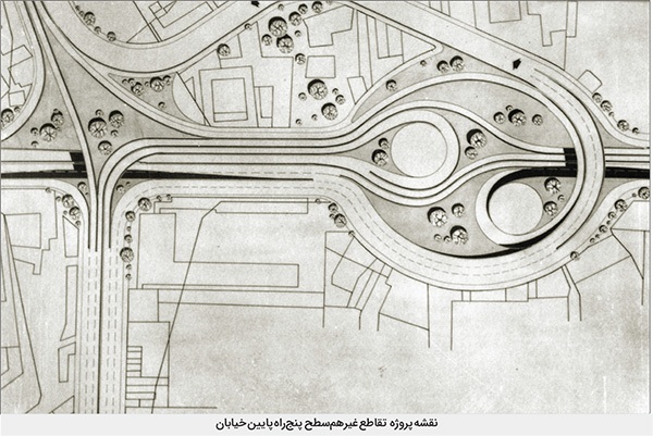 درباره ساخت تقاطع غیرهم‌سطح پنج‌راه پایین‏‌خیابان مشهد و میدان عدالت به مناسبت افتتاح آن در ۲۲ بهمن ۱۳۶۳