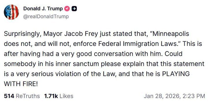 اظهارات ترامپ علیه شهردار مینیاپولیس اظهارات ترامپ علیه شهردار مینیاپولیس