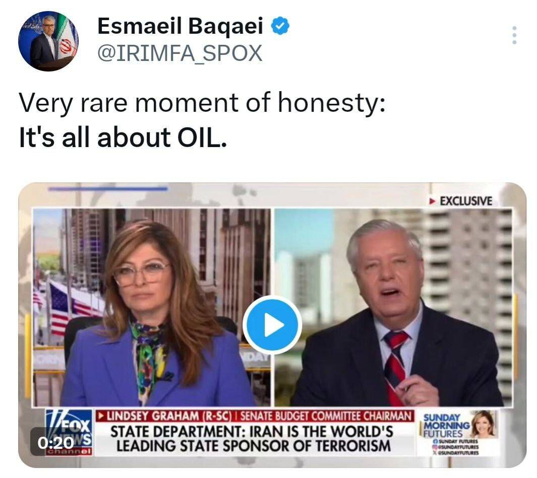 بقائی در واکنش به اظهارات سناتور لیندسی گراما | پس مسئله فقط نفت است!