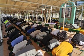 برگزاری نماز عید فطر در گلزارشهدای بهشت‌رضا(ع) مشهد (یکم فروردین ۱۴۰۵)