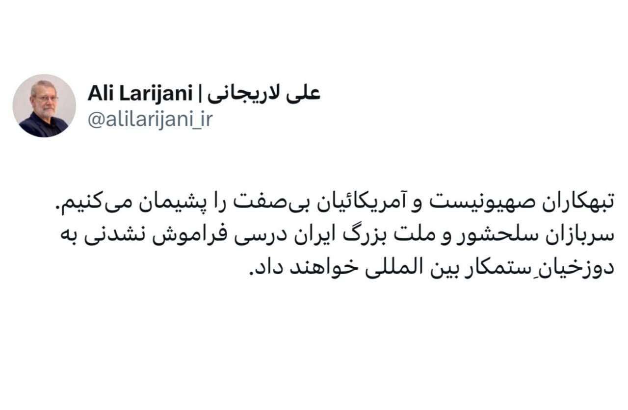 لاریجانی: تبهکاران بین المللی را پشیمان می‌کنیم