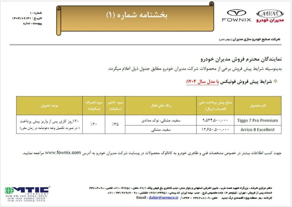 شرایط فروش علی الحساب محصولات مدیران خودرو اعلام شد