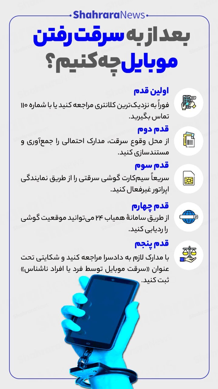 اینفوگرافی| بعد از سرقت رفتن موبایل چه کنیم؟