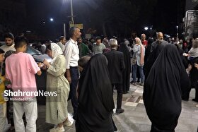 حال‌وهوای موکب‌های غدیر در شهر مشهد و شادی مردم از عملیات وعده صادق ۳ + فیلم