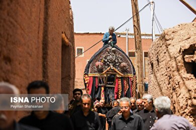 محرم ۱۴۰۴ | عکس‌هایی از نخل‌گردانی روز عاشورا در روستای تاریخی ابیانه - اصفهان