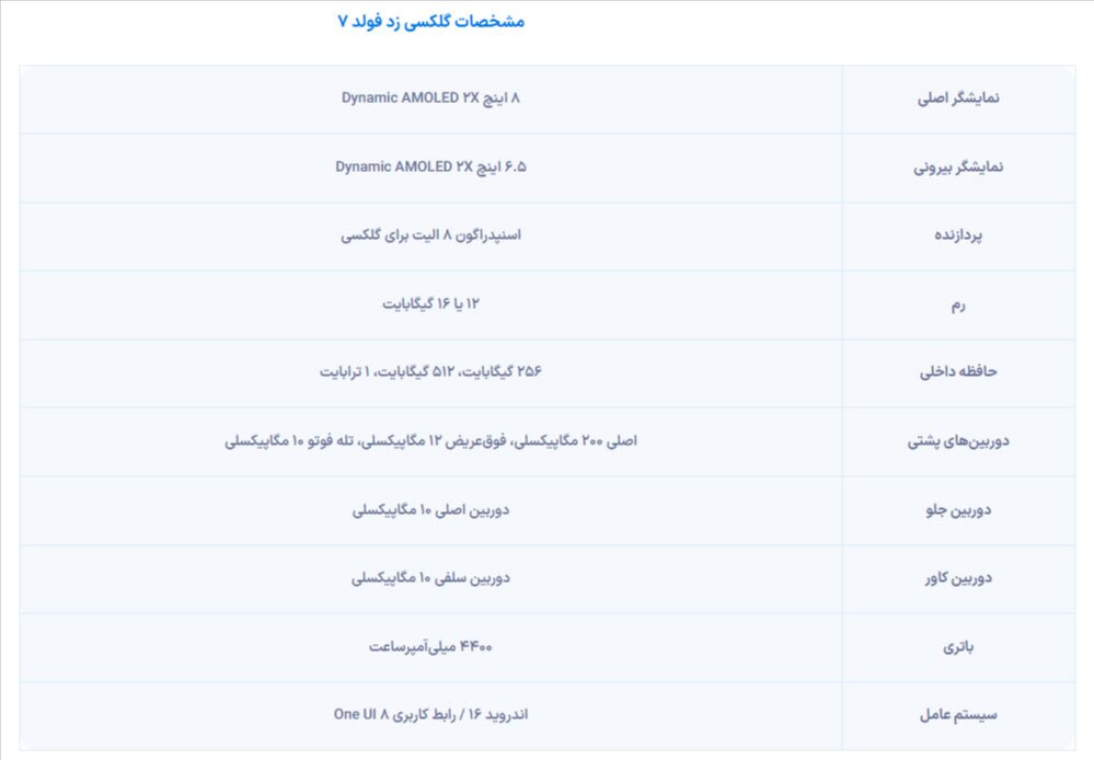 سامسونگ از گلکسی زد فولد 7 رونمایی کرد + مشخصات و ویژگی‌ها