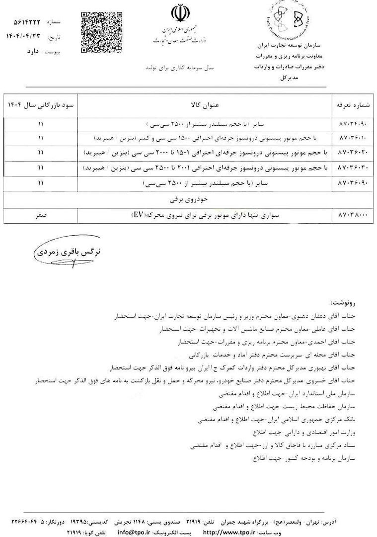 کاهش تعرفه واردات خودرو + جدول (۲۵ تیر ۱۴۰۴)