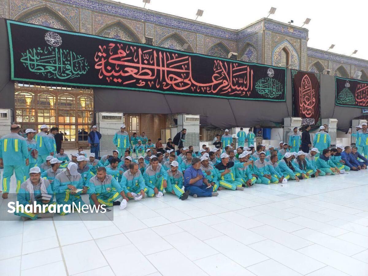 فیروزه‌پوشان رضوی در پناه گنبد‌های زرد کاظمین+ عکس