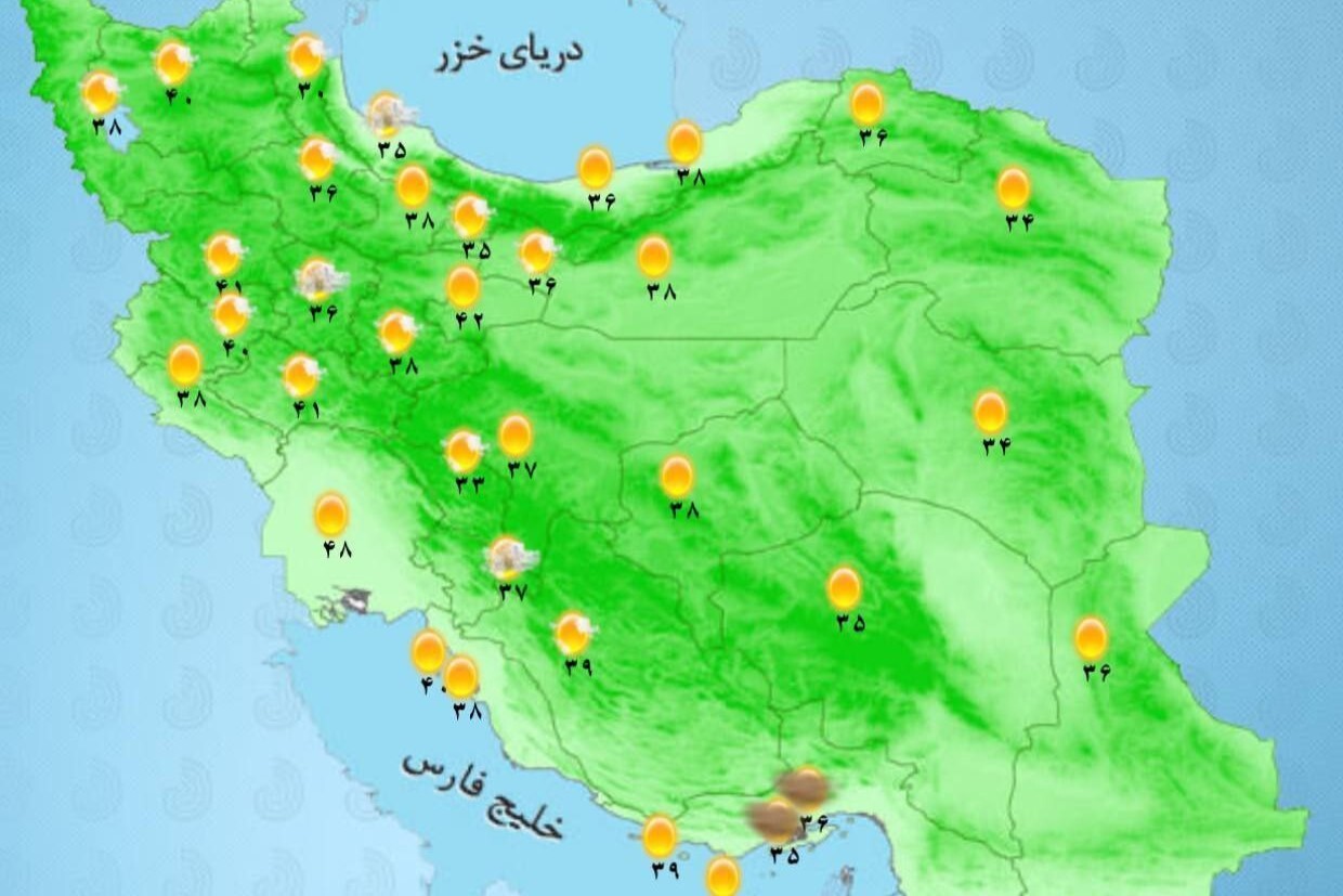 مشهد در جمع خنک‌ترین مراکز استان کشور (شنبه، ۱۱ مرداد ۱۴۰۴)
