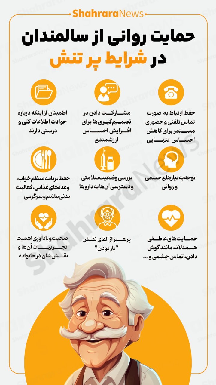 اینفوگرافی| حمایت روانی از سالمندان در شرایط پرتنش
