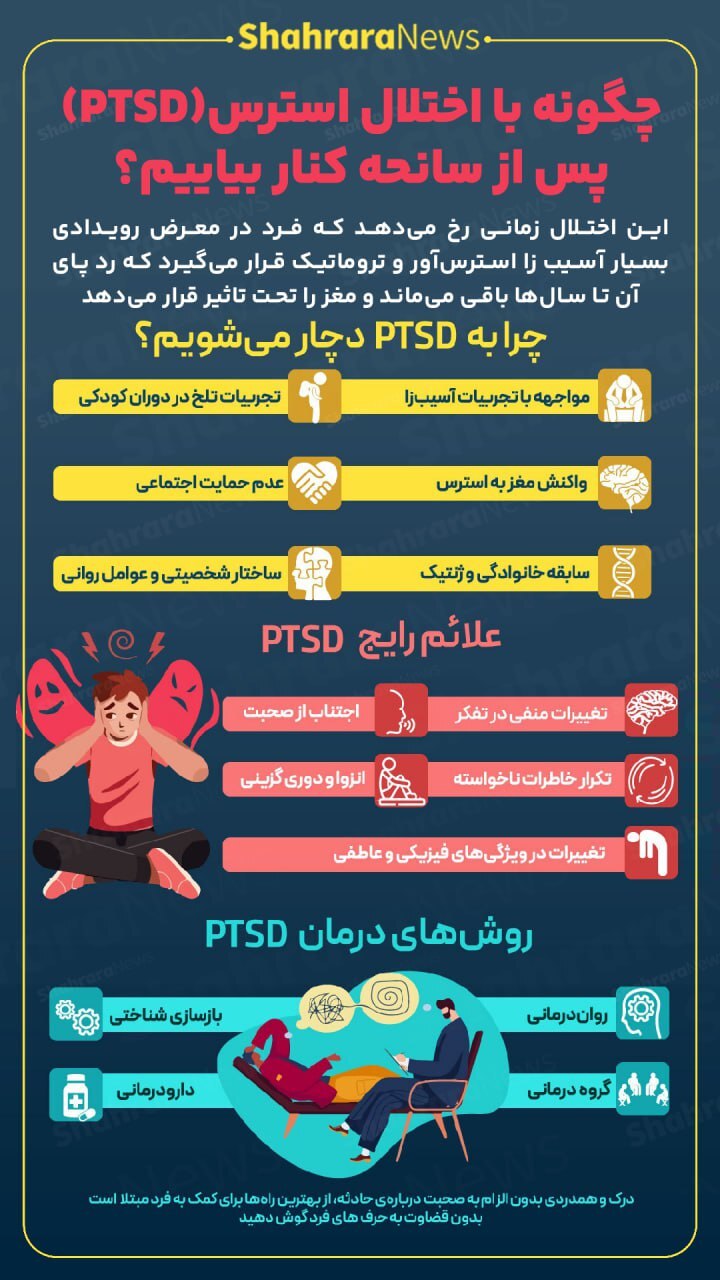 اینفوگرافی| چگونه با اختلال استرس(PTSD) پس از سانحه کنار بیاییم؟