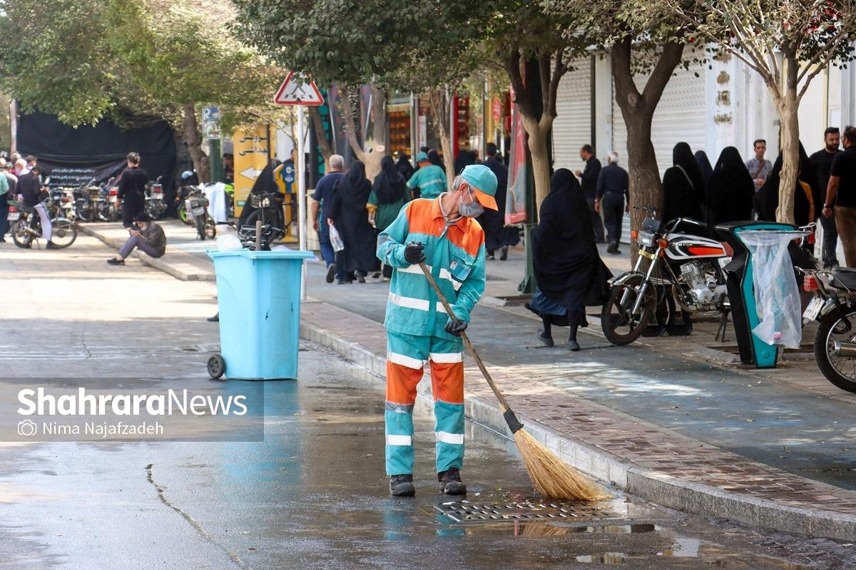 جمع آوری پسماندهای خشک مواکب و ایستگاه‌های مشهد در اربعین حسینی