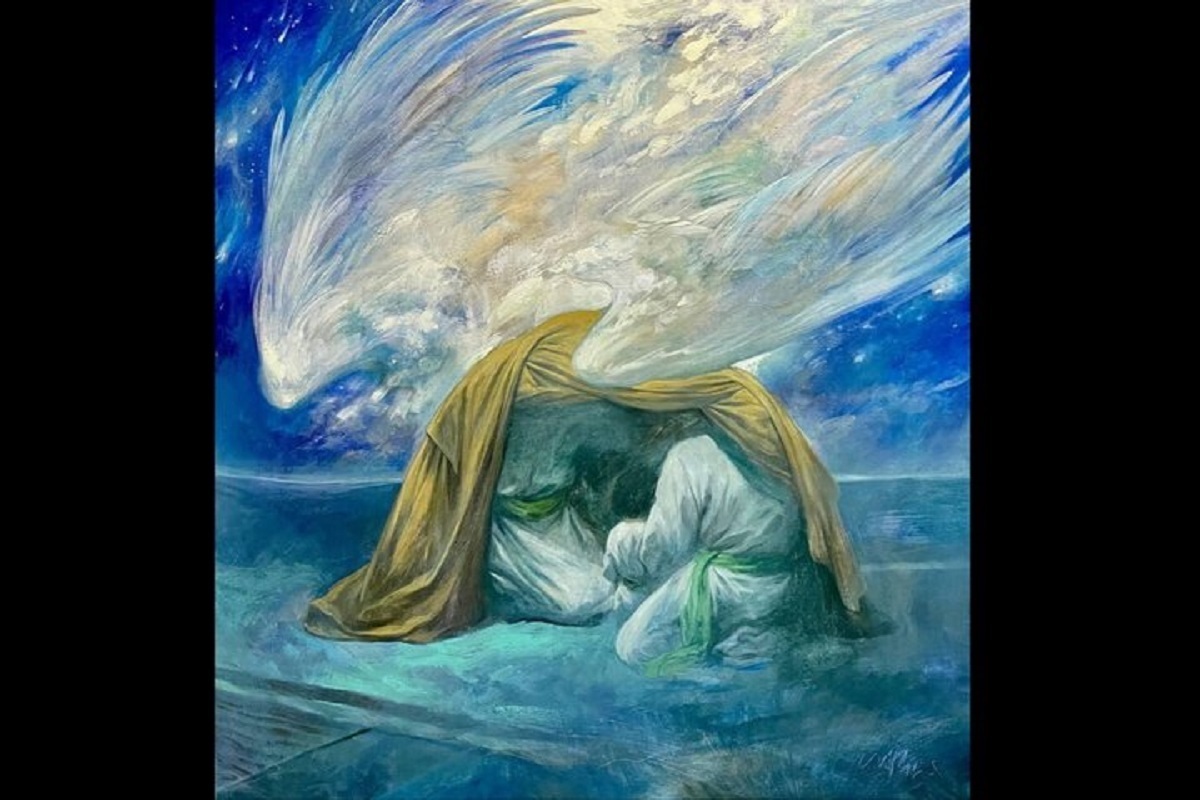 حسن روح‌الامین نقاشی جدیدی با موضوع پنج تن آل عبا و «حدیث کساء» رونمایی کرد.
