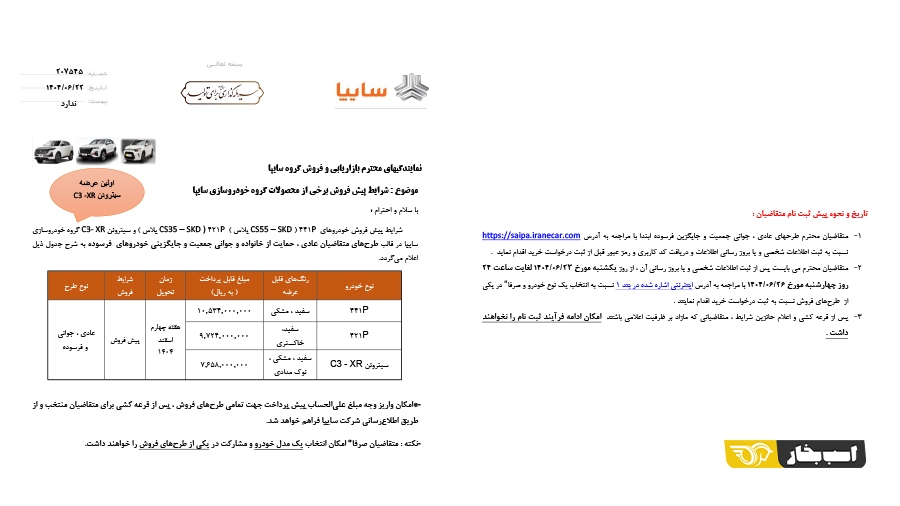 شرایط فروش سیتروئن C ۳-XR توسط سایپا اعلام شد + قیمت و جزئیات (۲۲ شهریور ۱۴۰۴)