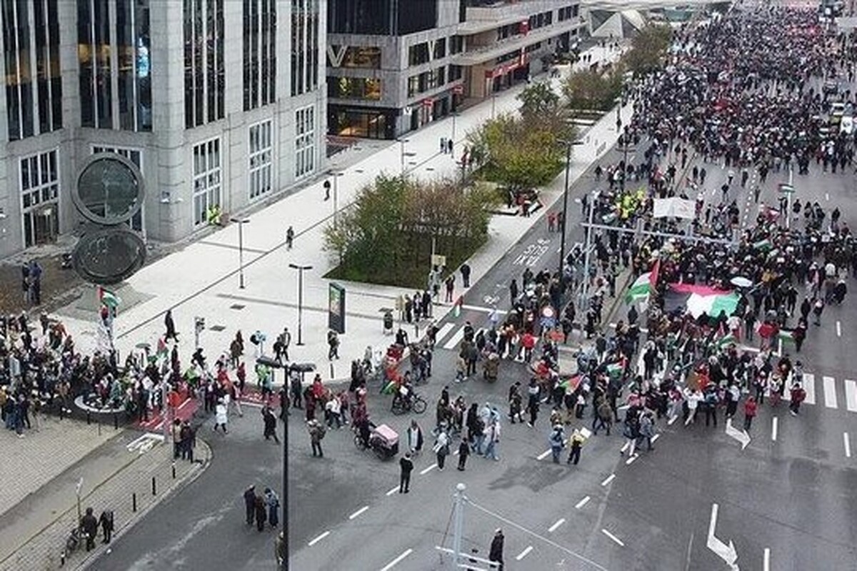 هزاران نفر در بروکسل خواستار محاصره نظامی کامل علیه رژیم صهیونیستی شدند