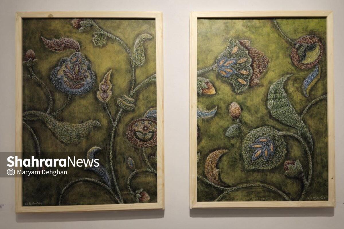 بازی هنرمندانه چشم و ذهن با دنیای رنگ‌ها | نگاهی به نمایشگاه نقاشی «کوک‌نقش» در گالری رادین مشهد