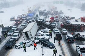 ویدئو| تصادف شدید زنجیره‌ای در آمریکا