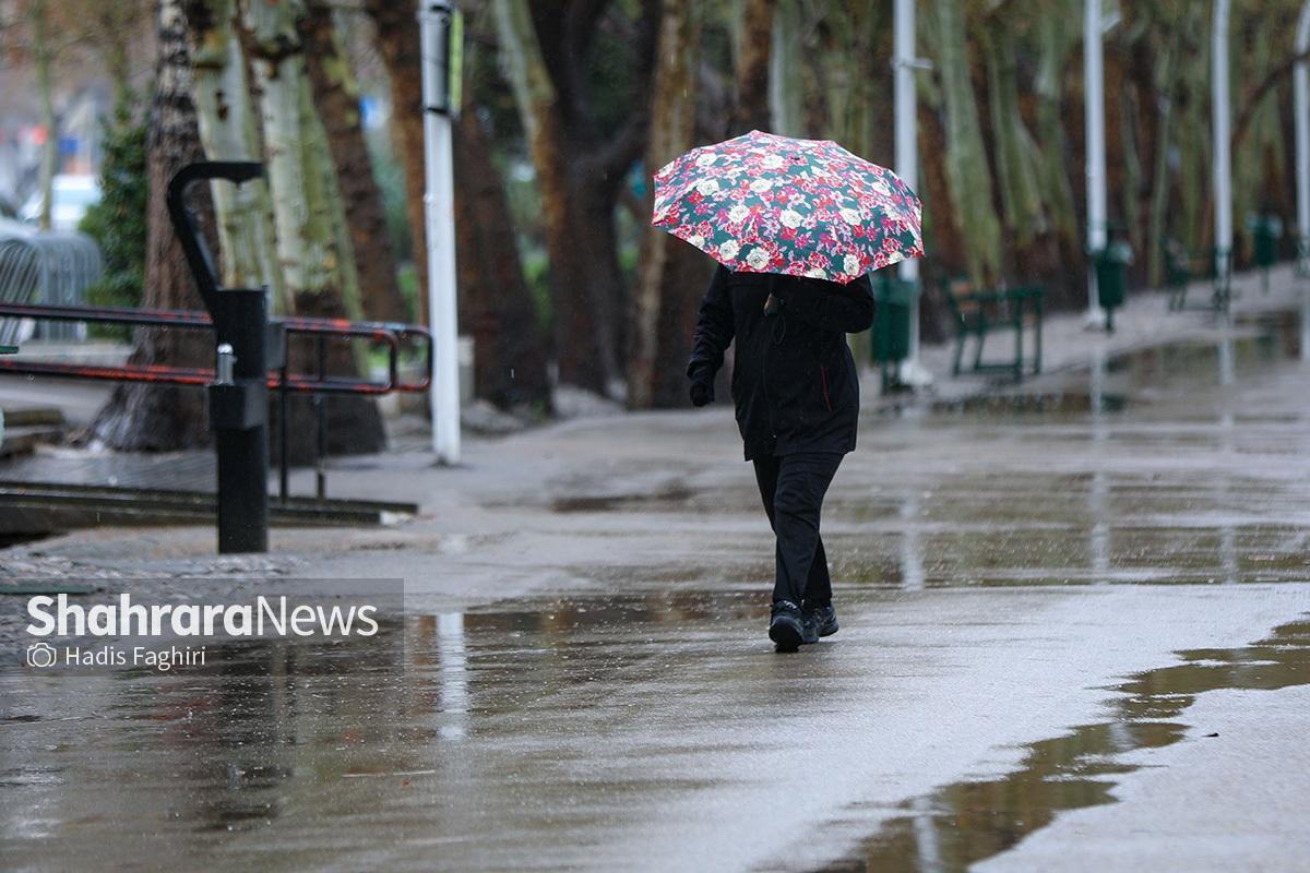 پیش‌بینی هواشناسی مشهد و خراسان رضوی امروز (چهارشنبه، ۱۲ آذر ۱۴۰۴) | تداوم بارش‌ها تا جمعه در استان
