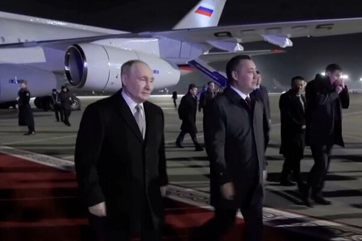 پوتین وارد قرقیزستان شد + فیلم