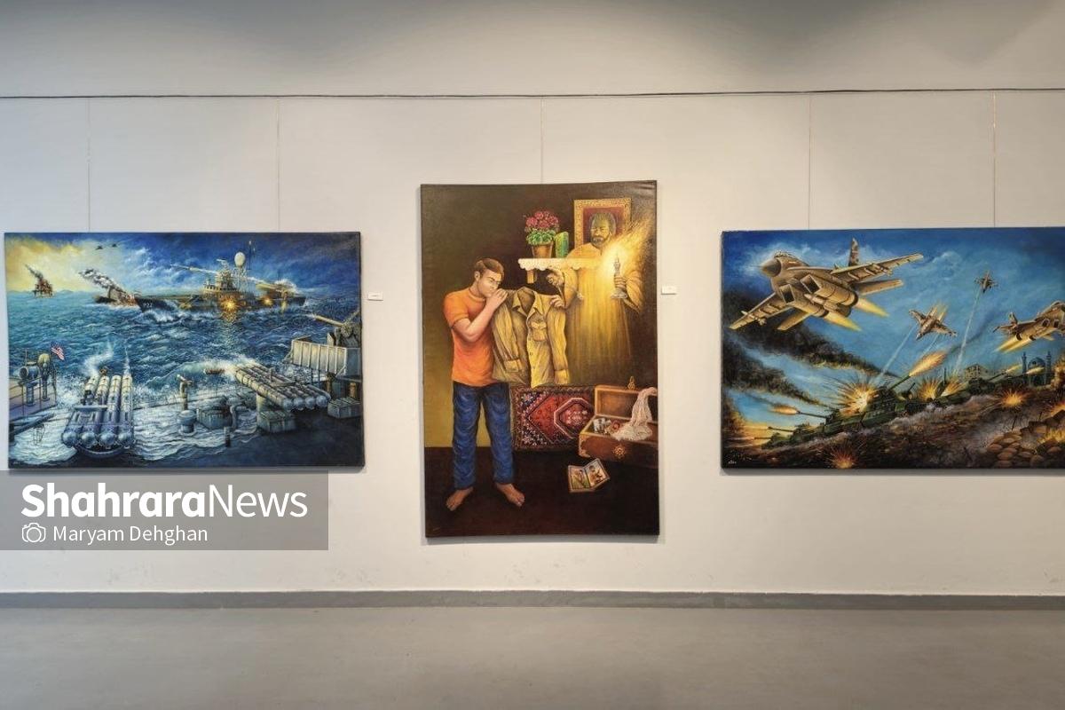 روایت جهاد و مقاومت با قاب‌های نقاشی استاد شدّه در گالری اشراق + فیلم