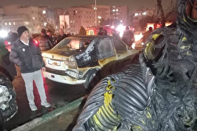 آتشسوزی مهیب در بزرگراه یادگار امام؛ خسارت به چند خودرو و منزل مسکونی (۵ آذر ۱۴۰۴)