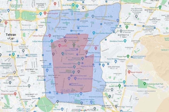 محدوده مشخص روی نقشه