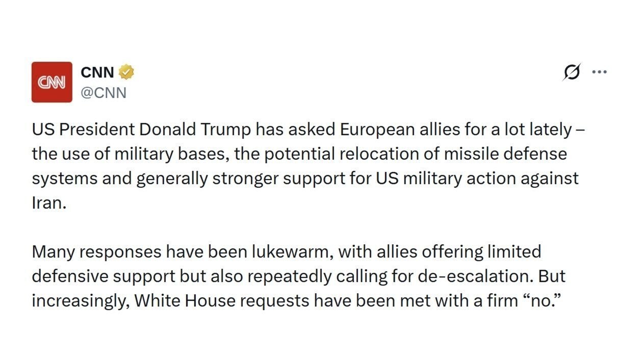 گزارش CNN از پیام‌های رد و بدل شده بین ترامپ و اروپایی‌ها