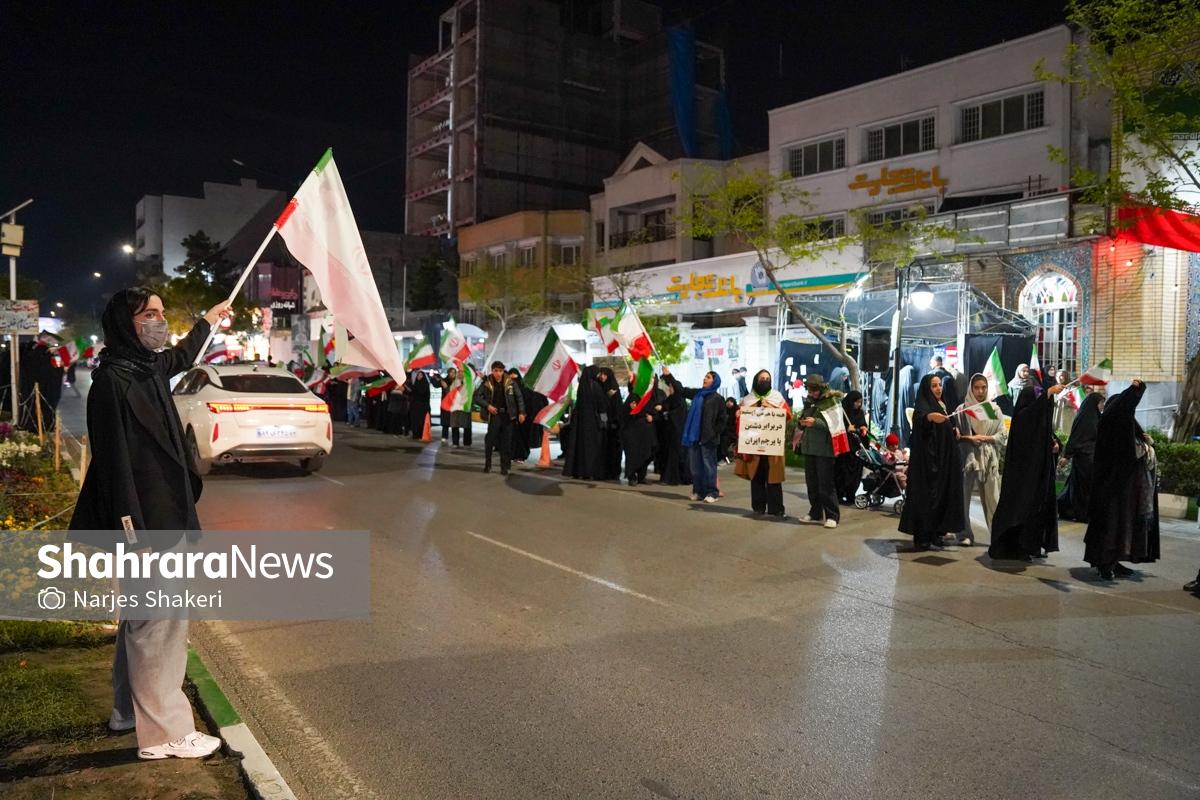 گزارش تصویری | سی‌وچهارمین خروش شبانه مشهدی‌ها در حمایت از نیروهای مسلح