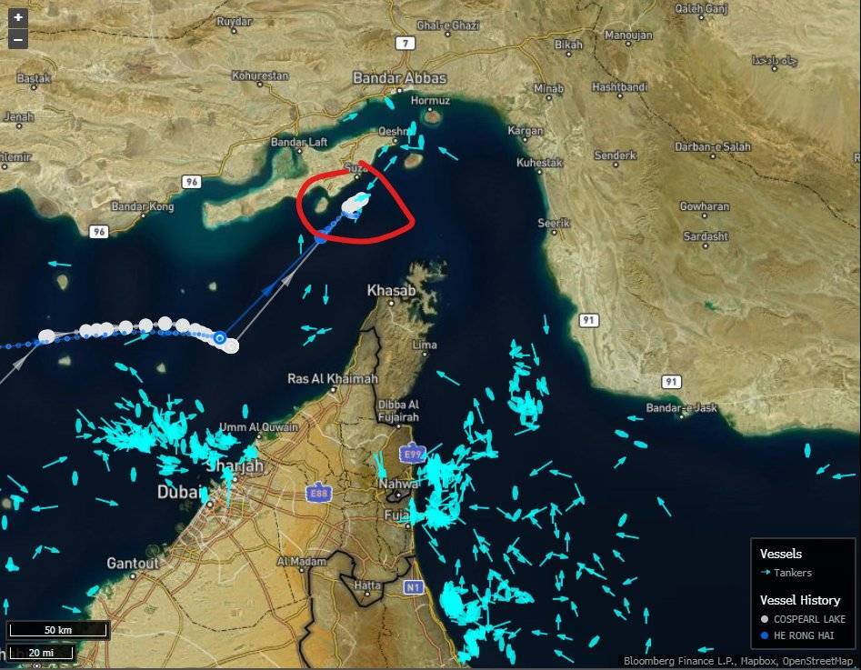 عبور ۱۳۳ نفتکش از تنگه هرمز | ورود چند ابرنفتکش چینی به تنگه هرمز با نزدیک شدن به آغاز مذاکرات اسلام آباد