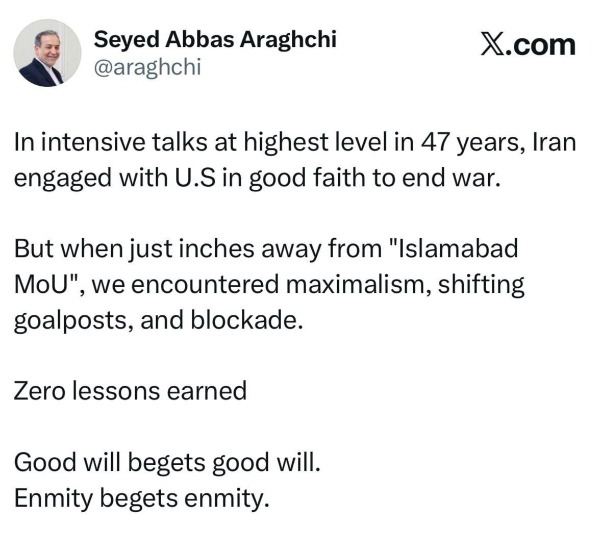 توضیح وزیر امور خارجه کشور در مورد مذاکرات اسلام‌آباد