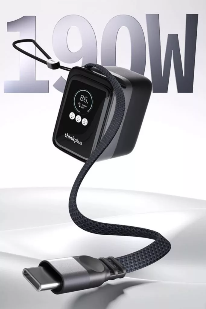 پاوربانک ۱۹۰ واتی لنوو ThinkPlus معرفی شد | غول شارژ سریع با کابل جمع‌شونده