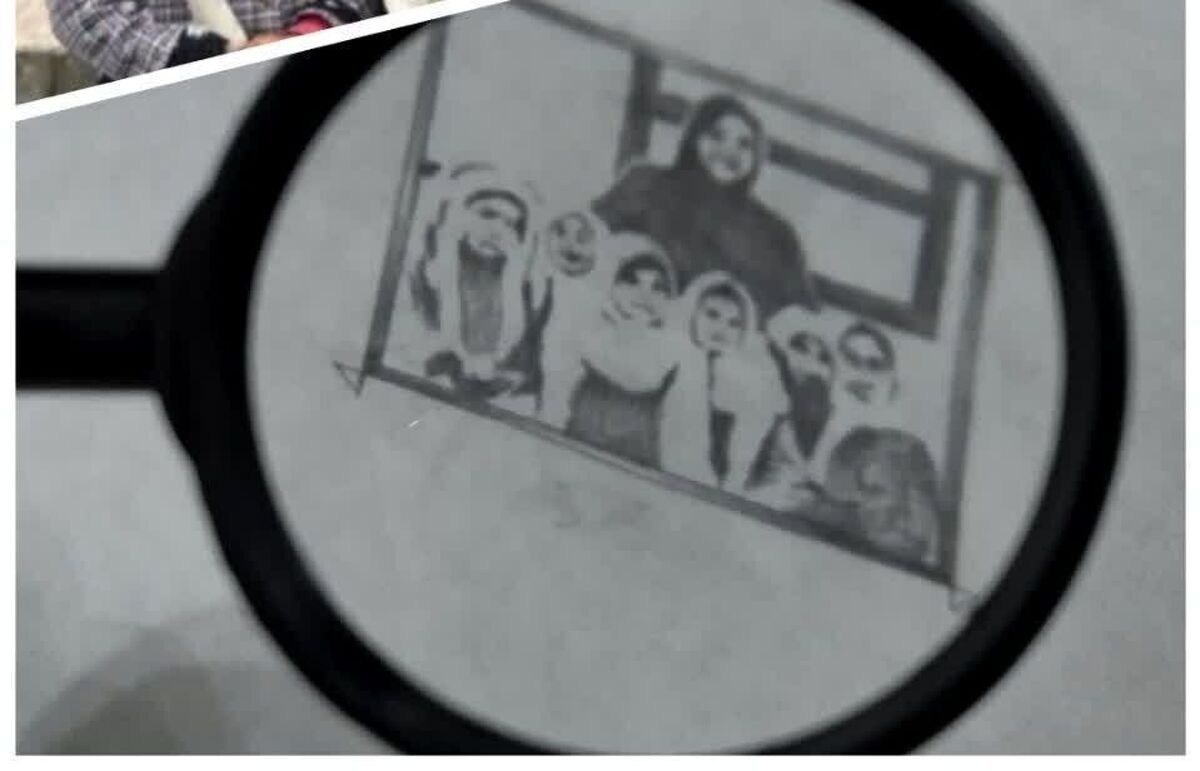 خلق نقاشی سیاه قلم با موضوع معلمان و دانش آموزان شهیده میناب توسط یک هنرمند ایرانی