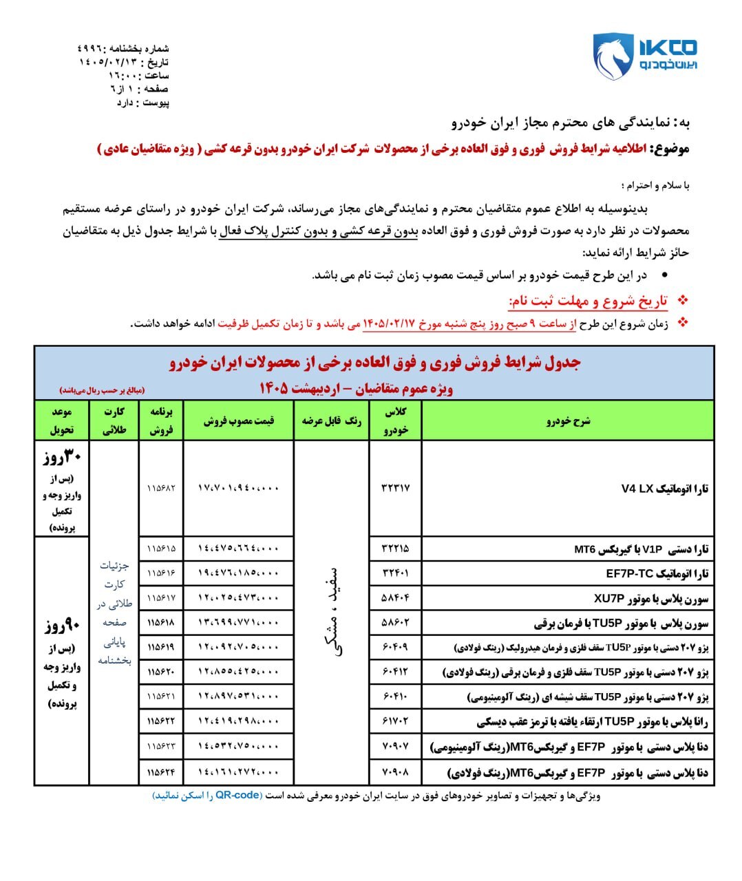 فروش فوری محصولات ایران خودرو بدون قرعه کشی سه‌شنبه و چهارشنبه این هفته
