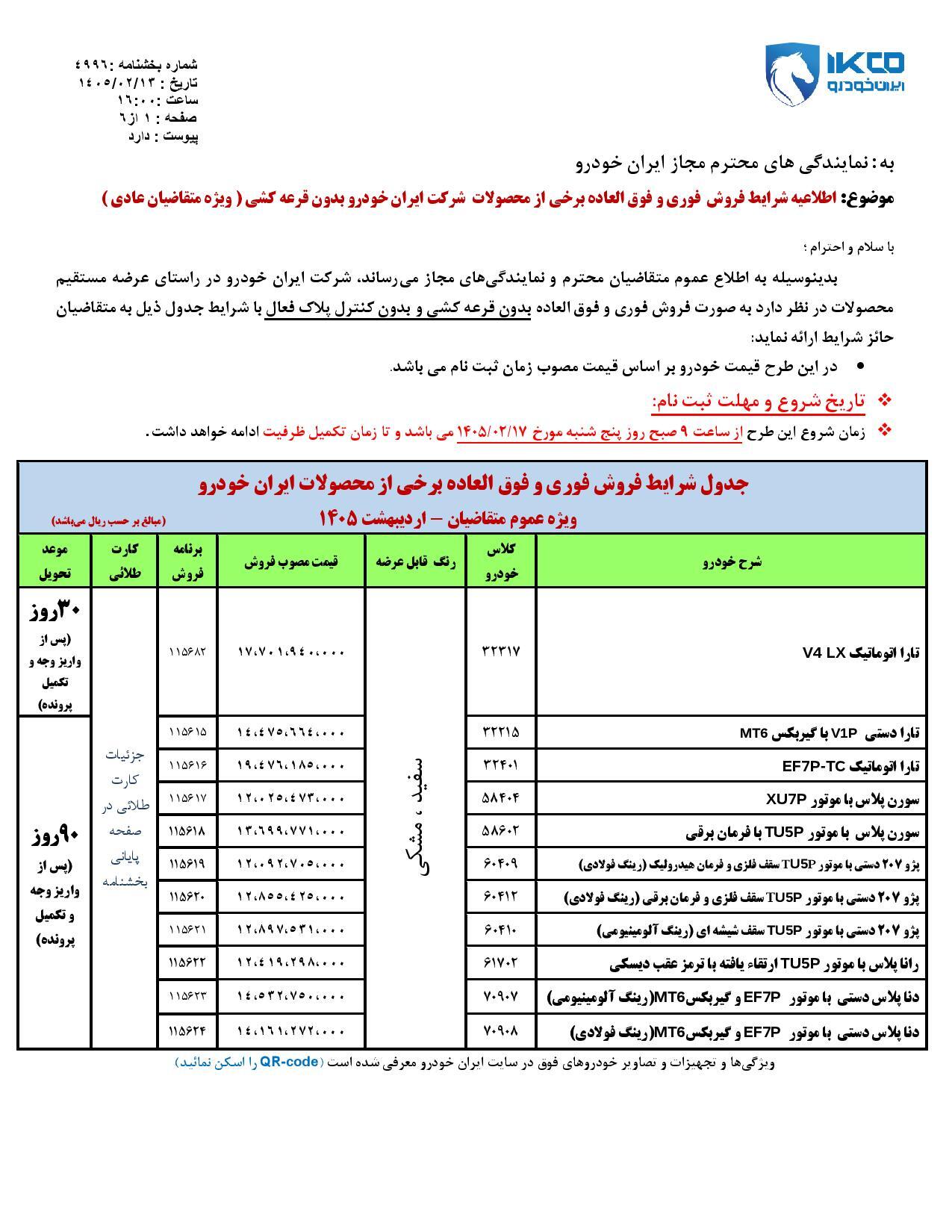 بیشترین سود فروش بدون قرعه کشی ایران خودرو اردیبهشت ۱۴۰۵