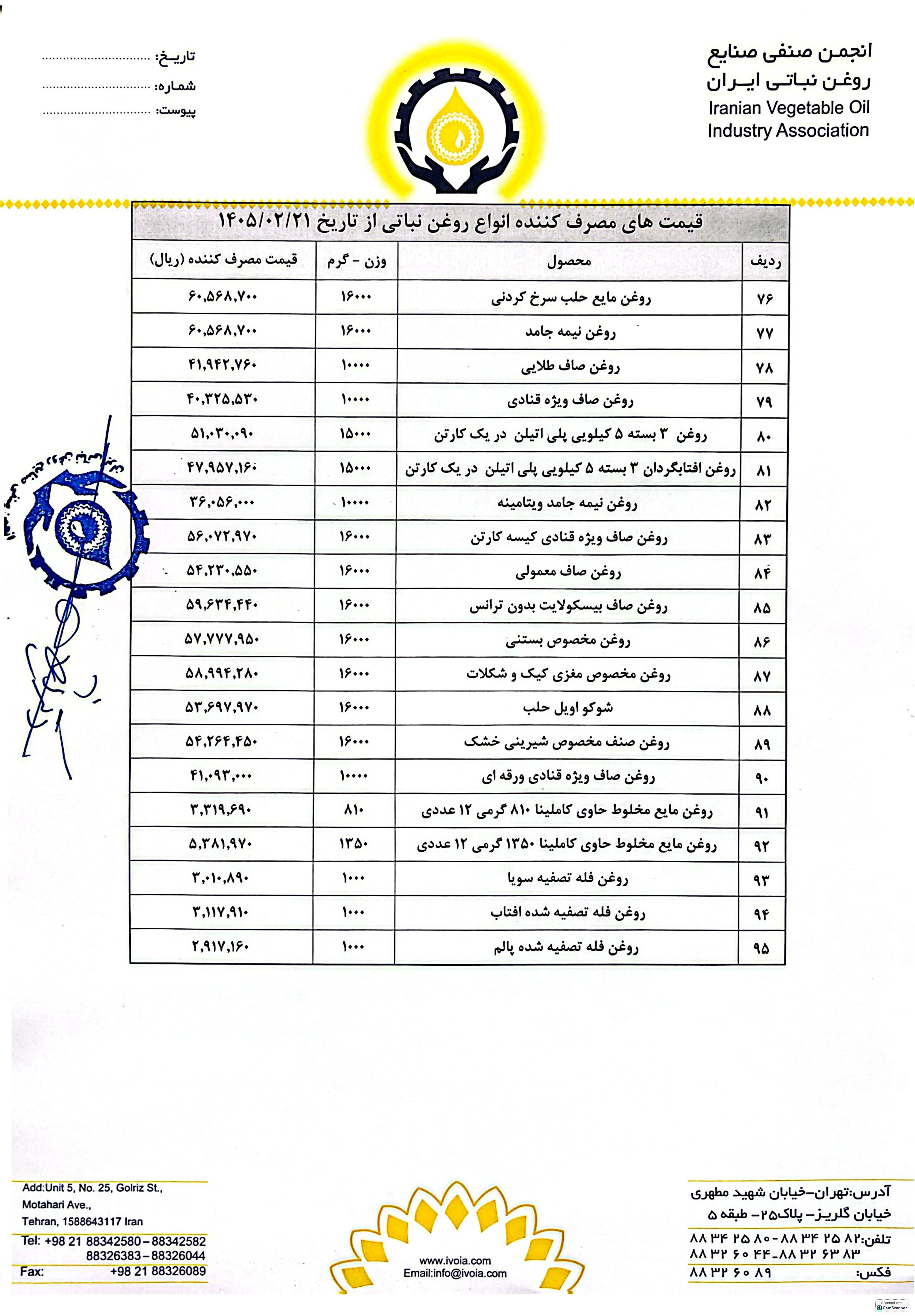 لیست قیمت جدید انواع روغن نباتی در سطح کشور اعلام شد (۲۲ اردیبهشت ۱۴۰۵)+ جزئیات لیست قیمت جدید انواع روغن نباتی در سطح کشور اعلام شد (۲۲ اردیبهشت ۱۴۰۵)+ جزئیات