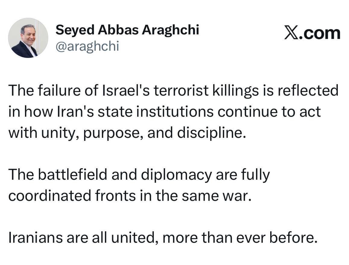 عراقچی: میدان و دیپلماسی هماهنگ و در یک جبهه واحد هستند