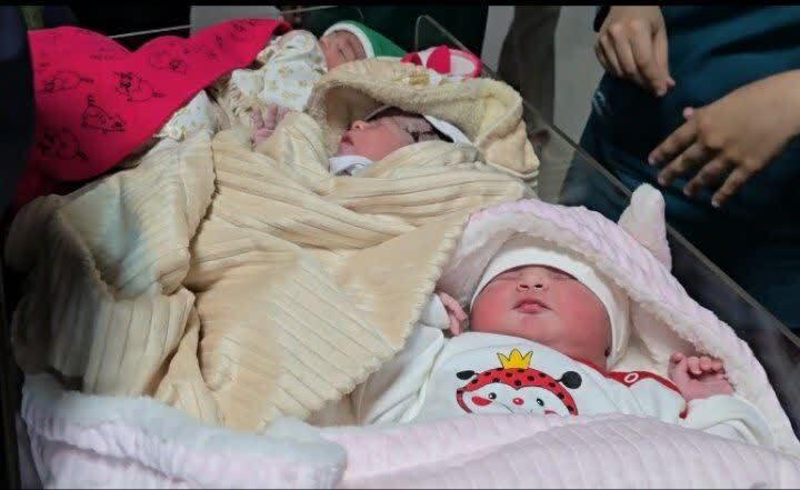 نخستین نغمه زندگی نوزادان با نام امام رئوف (ع) ماندگار شد |لحظات زیبای پرچم گردانی و آیین اذان در بخش نوزادان