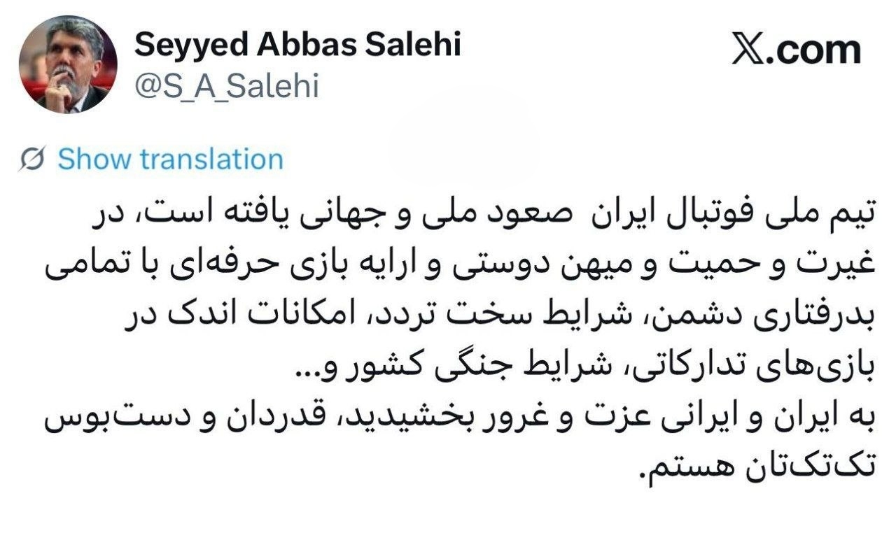 قدردانی وزیر فرهنگ از تیم ملی | عزت و غروری فراتر از یک ورزش + عکس