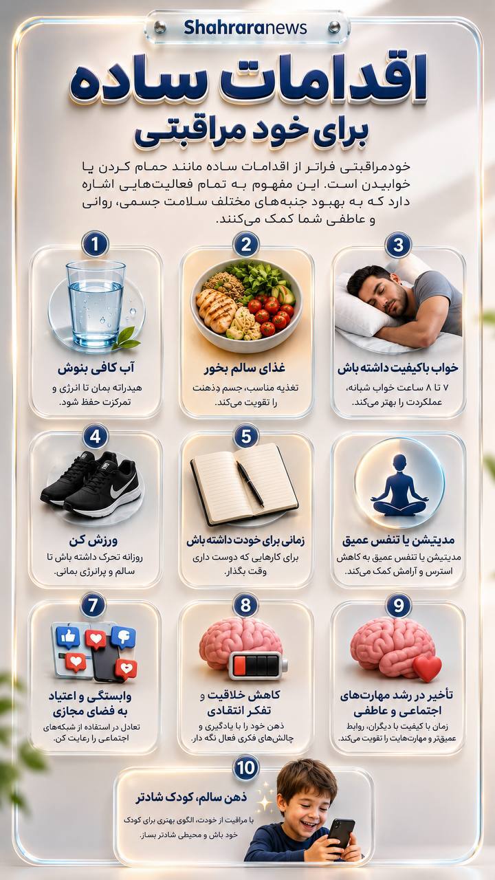 اینفوگرافی| اقدامات ساده برای خود مراقبتی