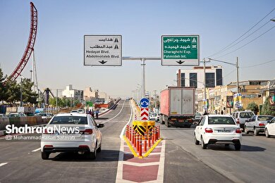 گزارش تصویری | بهره برداری از پل غربی سطح سوم تقاطع غیرهمسطح خیام مشهد