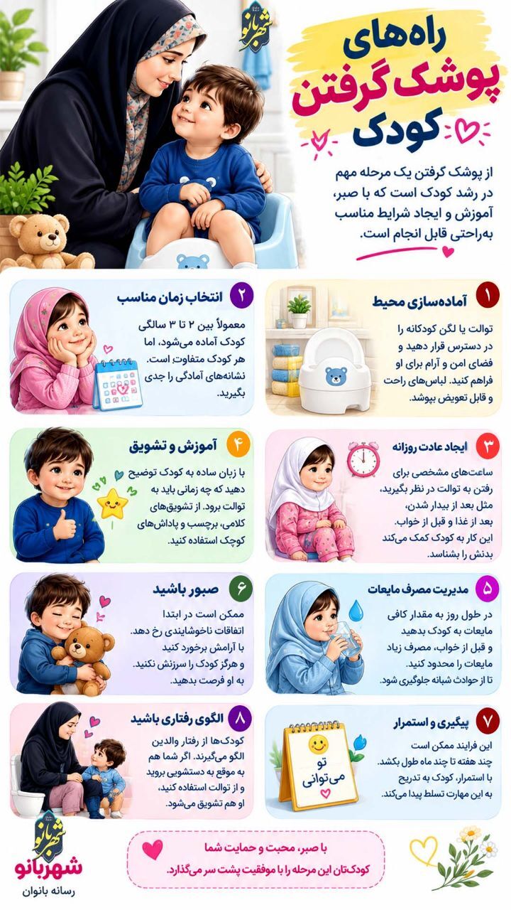 اینفوگرافی | راه‌های پوشک گرفتن کودک