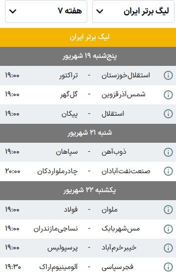 نگاهی به بازیهای هفته هفتم لیگ برتر فوتبال (فصل ۰۶-۱۴۰۵) | مدعیان منتظر لغزش تراکتور! نگاهی به بازیهای هفته هفتم لیگ برتر فوتبال (فصل ۰۶-۱۴۰۵) | مدعیان منتظر لغزش تراکتور!