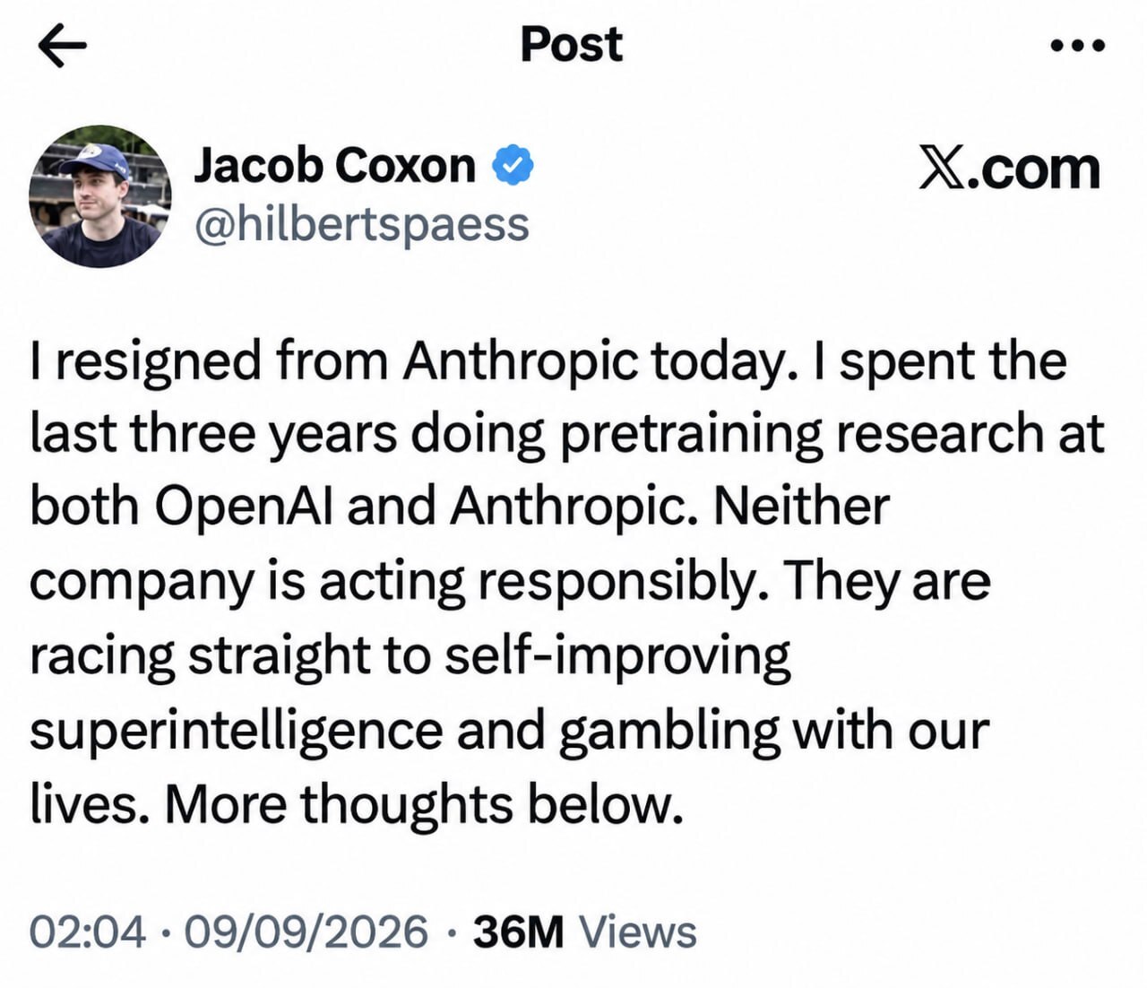 اعتراف ترسناک پژوهشگر سابق OpenAI و آنتروپیک بعد از استعفا: هوش مصنوعی در مسیر خطرناکی قرار دارد اعتراف ترسناک پژوهشگر سابق OpenAI و آنتروپیک بعد از استعفا: هوش مصنوعی در مسیر خطرناکی قرار دارد